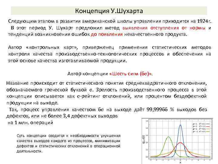 Концепция У. Шухарта Следующим этапом в развитии американской школы управления приходится на 1924 г.
