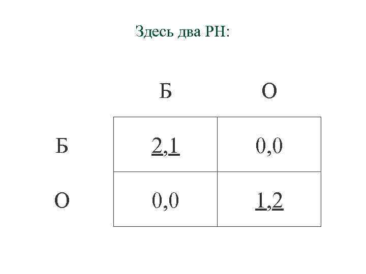 Здесь два РН: Б О Б 2, 1 0, 0 О 0, 0 1,