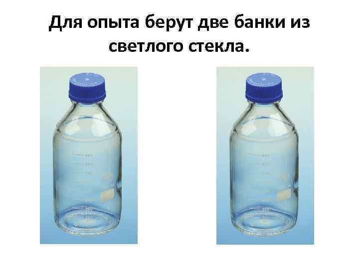 Для опыта берут две банки из светлого стекла. 