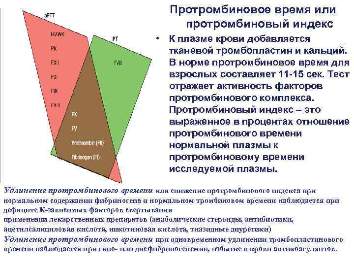 Протромбиновое время или протромбиновый индекс • К плазме крови добавляется тканевой тромбопластин и кальций.