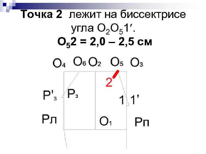 Точка 2 лежит на биссектрисе угла О 2 О 51. О 52 = 2,
