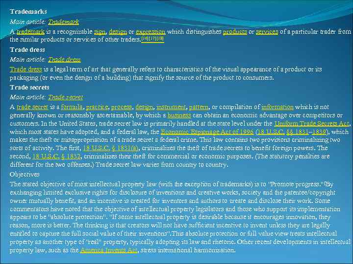 Trademarks Main article: Trademark A trademark is a recognizable sign, design or expression which