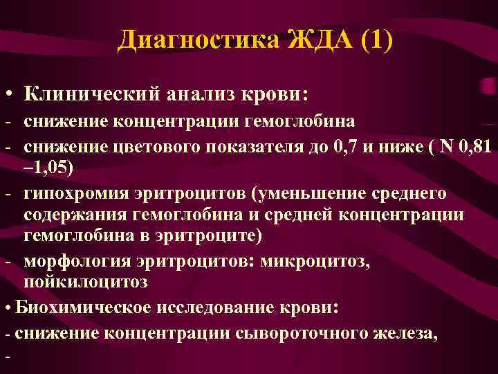 План обследования при железодефицитной анемии