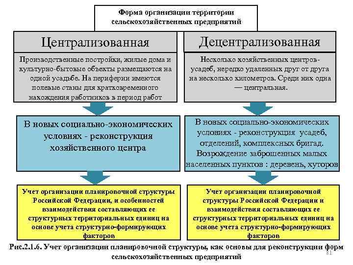 Форма организации территории сельскохозяйственных предприятий Централизованная Децентрализованная Производственные постройки, жилые дома и культурно бытовые