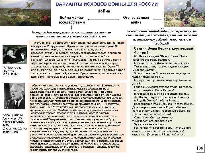  ВАРИАНТЫ ИСХОДОВ ВОЙНЫ ДЛЯ РОССИИ Война между государствами Отечественная война Исход отечественной войны