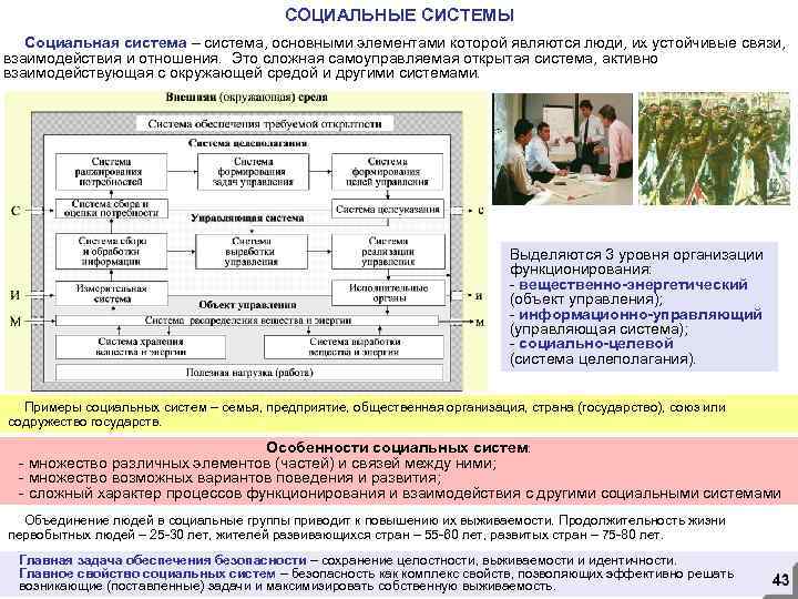 СОЦИАЛЬНЫЕ СИСТЕМЫ Социальная система – система, основными элементами которой являются люди, их устойчивые связи,