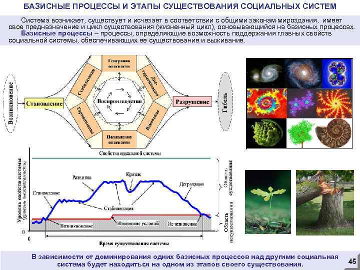 БАЗИСНЫЕ ПРОЦЕССЫ И ЭТАПЫ СУЩЕСТВОВАНИЯ СОЦИАЛЬНЫХ СИСТЕМ Система возникает, существует и исчезает в соответствии