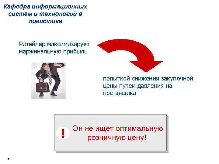 Кафедра информационных систем и технологий в логистике Ритейлер максимизирует маржинальную прибыль попыткой снижения закупочной