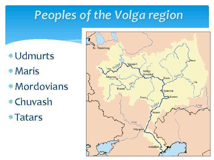 Peoples of the Volga region Udmurts Maris Mordovians Chuvash Tatars 