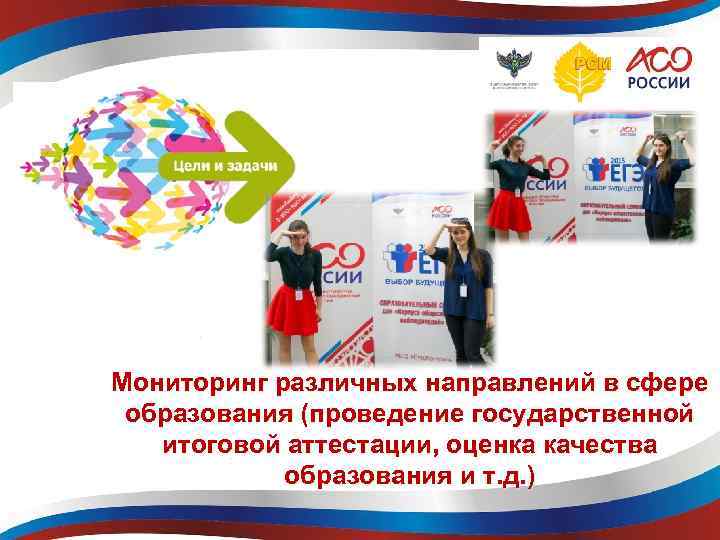 Мониторинг различных направлений в сфере образования (проведение государственной итоговой аттестации, оценка качества образования и