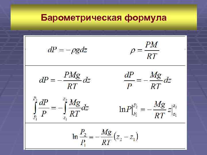 Барометрическая формула 