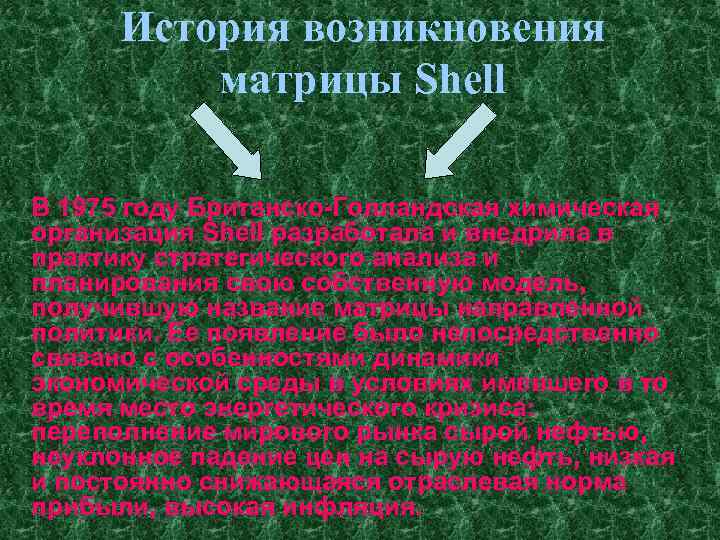 История возникновения матрицы Shell В 1975 году Британско-Голландская химическая организация Shell разработала и внедрила