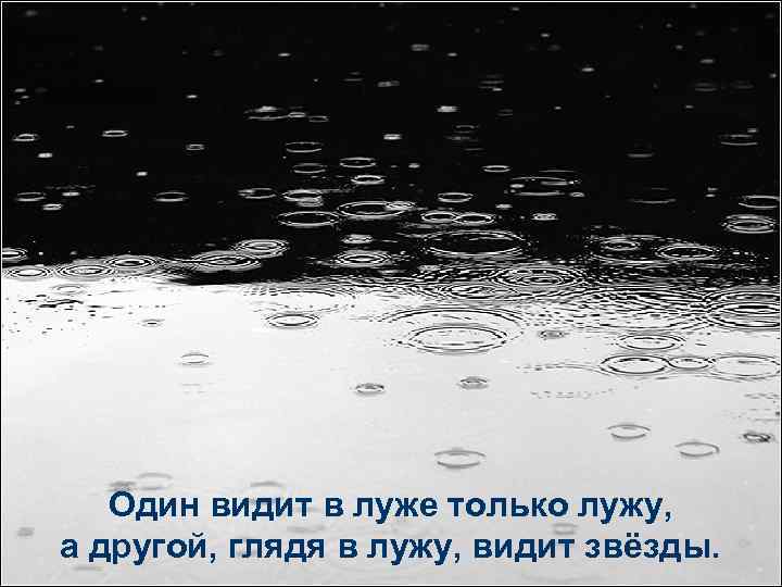 Один видит в луже только лужу, а другой, глядя в лужу, видит звёзды. 