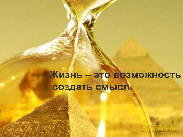 Жизнь – это возможность создать смысл. 