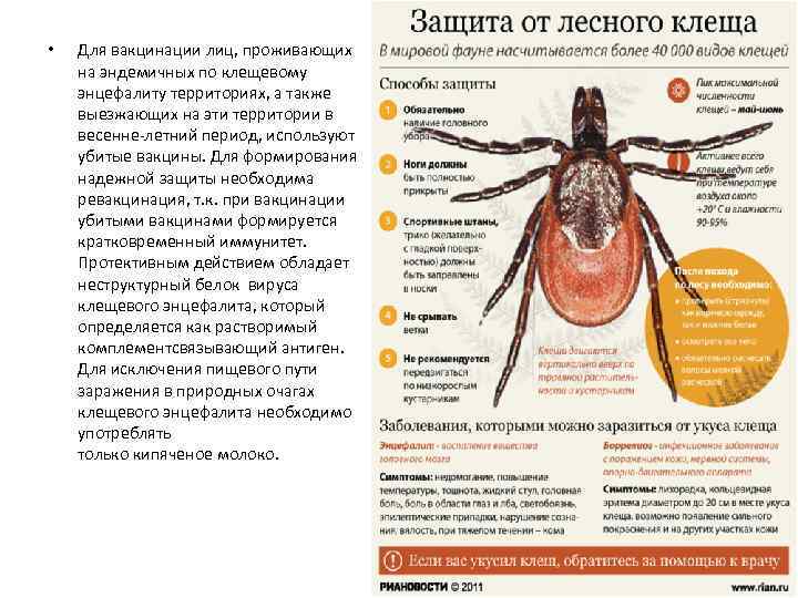  • Для вакцинации лиц, проживающих на эндемичных по клещевому энцефалиту территориях, а также