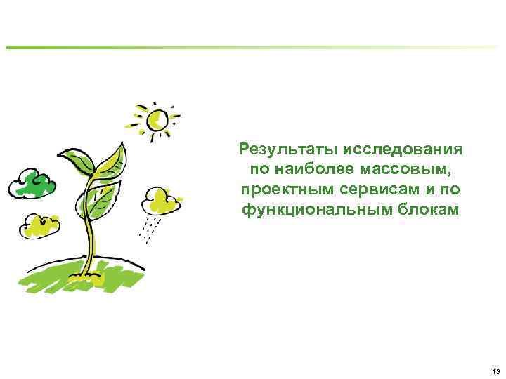 Результаты исследования по наиболее массовым, проектным сервисам и по функциональным блокам 13 