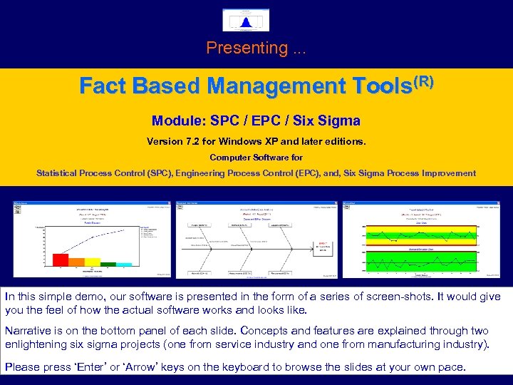 Presenting. . . Fact Based Management Tools(R) Module: SPC / EPC / Six Sigma
