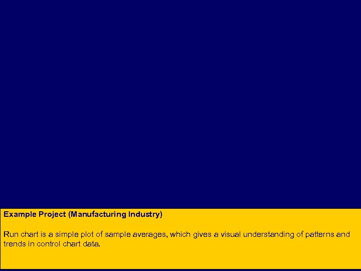 Example Project (Manufacturing Industry) Run chart is a simple plot of sample averages, which