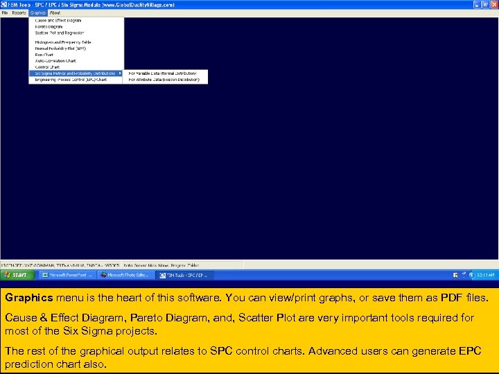 Graphics menu is the heart of this software. You can view/print graphs, or save