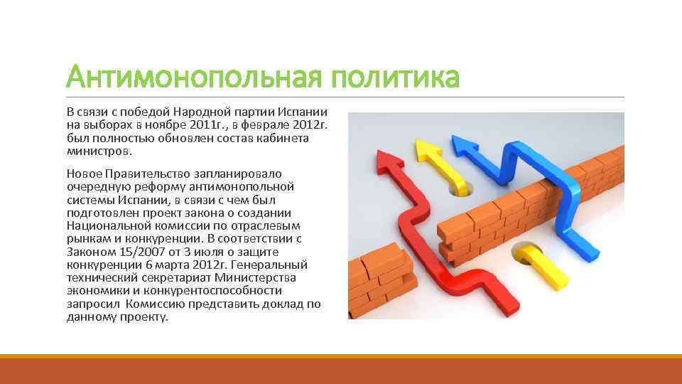 Антимонопольная политика В связи с победой Народной партии Испании на выборах в ноябре 2011