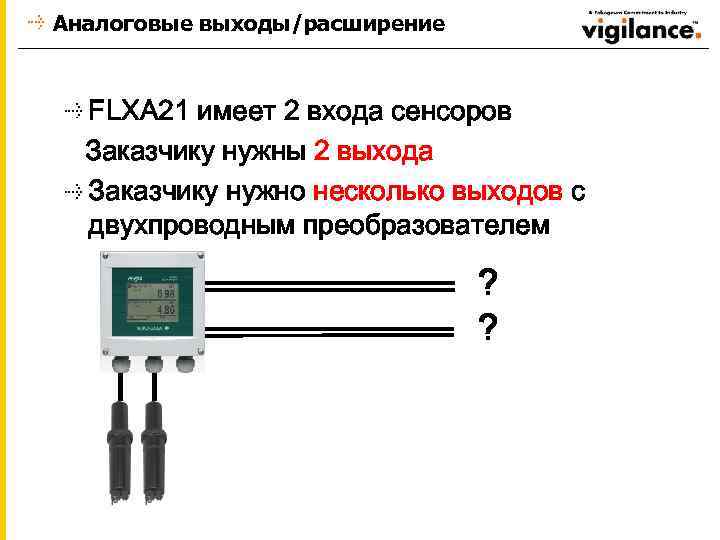  Аналоговые выходы/расширение FLXA 21 имеет 2 входа сенсоров Заказчику нужны 2 выхода Заказчику