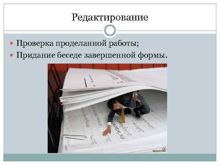 Редактирование Проверка проделанной работы; Придание беседе завершенной формы. 