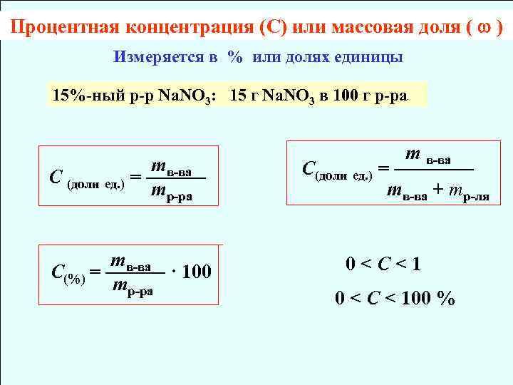 Процентная концентрация вещества