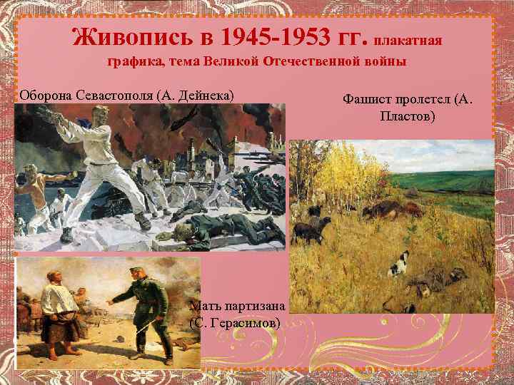 Живопись в 1945 -1953 гг. плакатная графика, тема Великой Отечественной войны Оборона Севастополя (А.