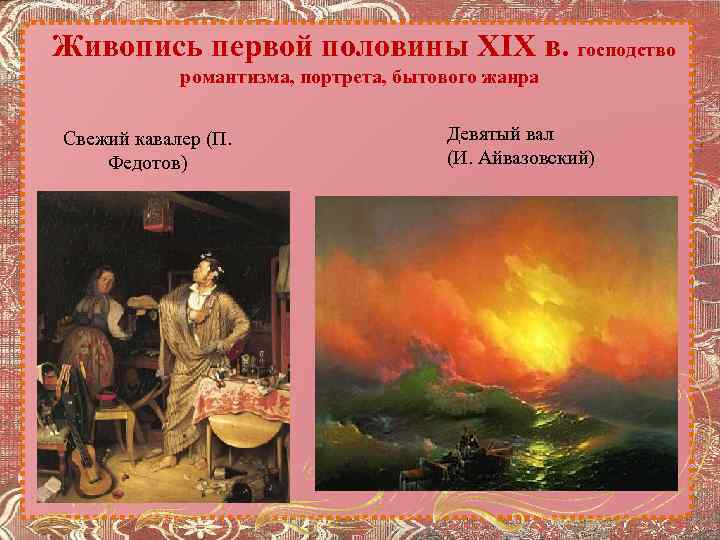  Живопись первой половины XIX в. господство романтизма, портрета, бытового жанра Свежий кавалер (П.