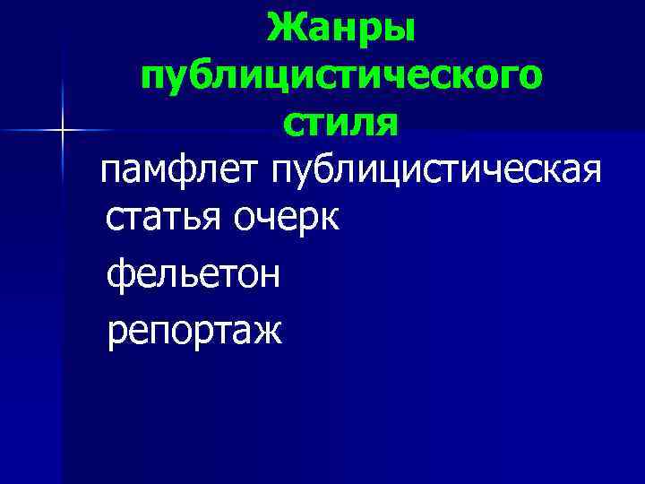 Жанры публицистического стиля памфлет публицистическая статья очерк фельетон репортаж 