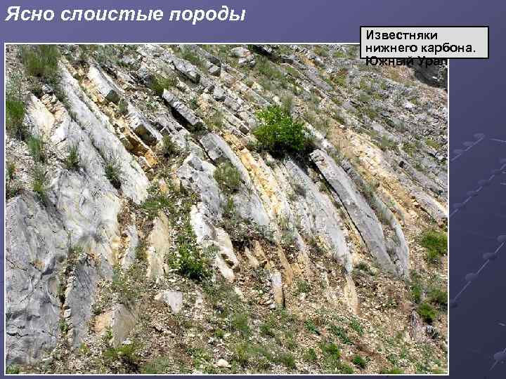 Ясно слоистые породы Известняки нижнего карбона. Южный Урал 