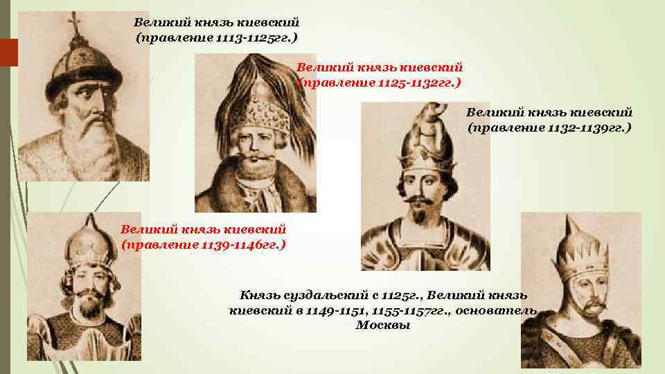 Великий князь киевский (правление 1113 -1125 гг. ) Великий князь киевский (правление 1125 -1132
