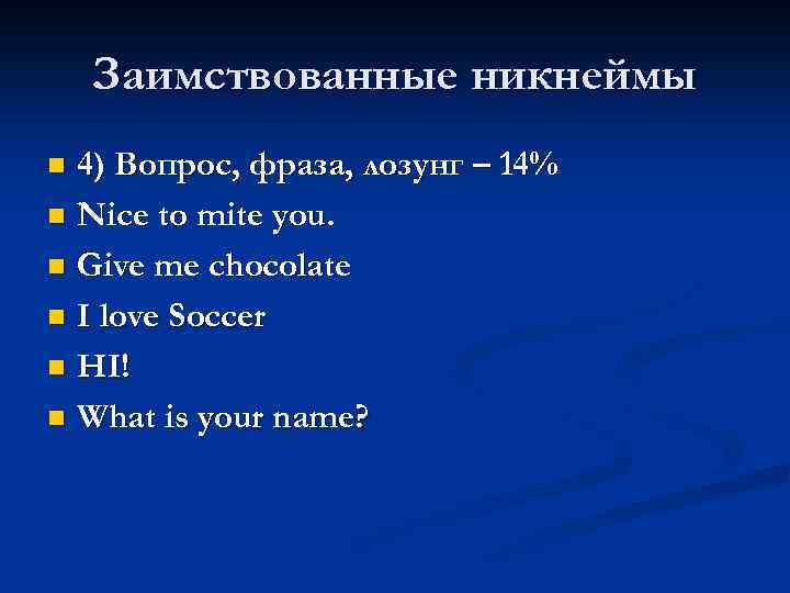 Что такое никнейм проект 8 класс