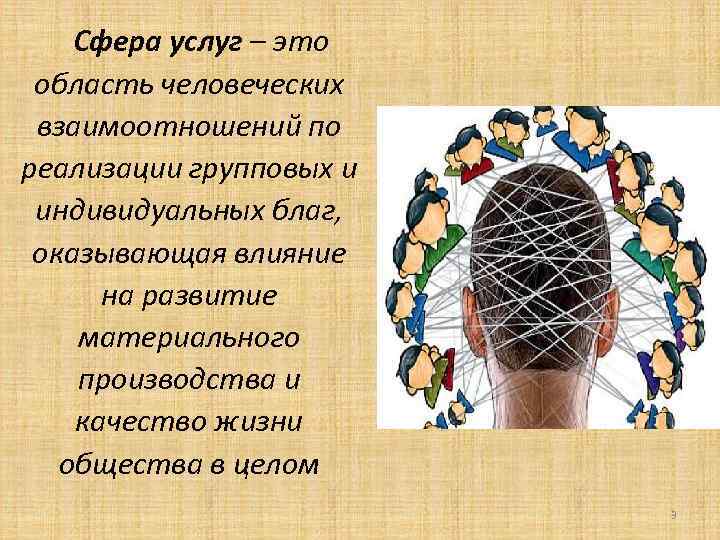  Сфера услуг – это область человеческих взаимоотношений по реализации групповых и индивидуальных благ,