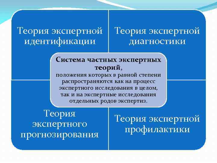 Теория экспертной диагностики идентификации Система частных экспертных теорий, положения которых в равной степени распространяются