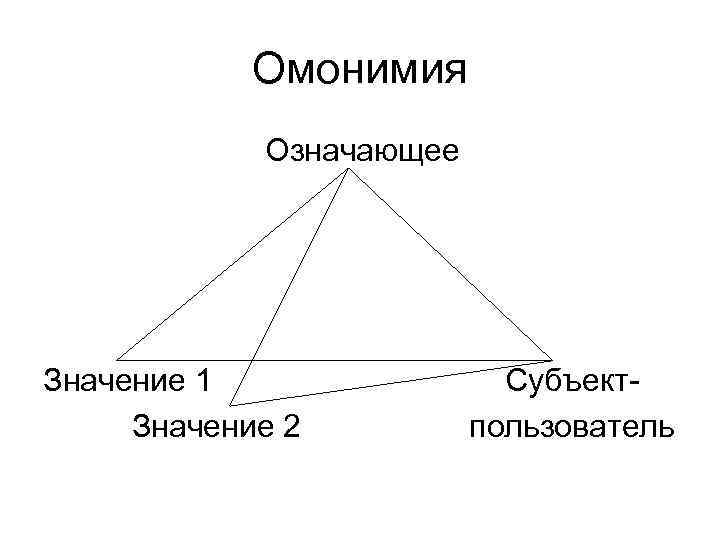 Омонимия Означающее Значение 1 Значение 2 Субъектпользователь 