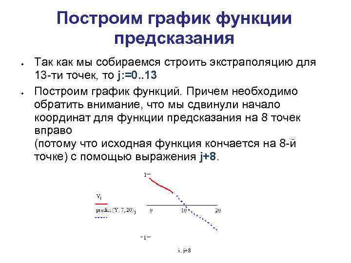 Построим график функции предсказания Так как мы собираемся строить экстраполяцию для 13 -ти точек,