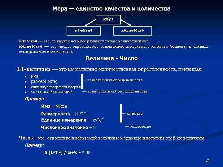 Мера — единство качества и количества Мера качество количество Качество — это, то внутри