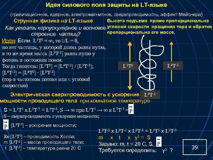 Идея силового поля защиты на LT-языке (гравитационное, ядерное, электромагнитное, сверхпроводимость, эффект Мейснера) Высота подъема