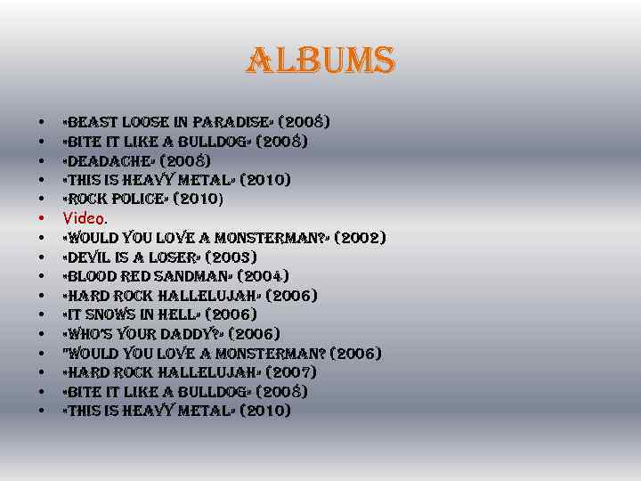 albums • • • • «beast loose in paradise» (2008) «bite it like a