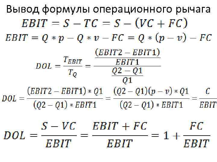 Вывод формулы операционного рычага 
