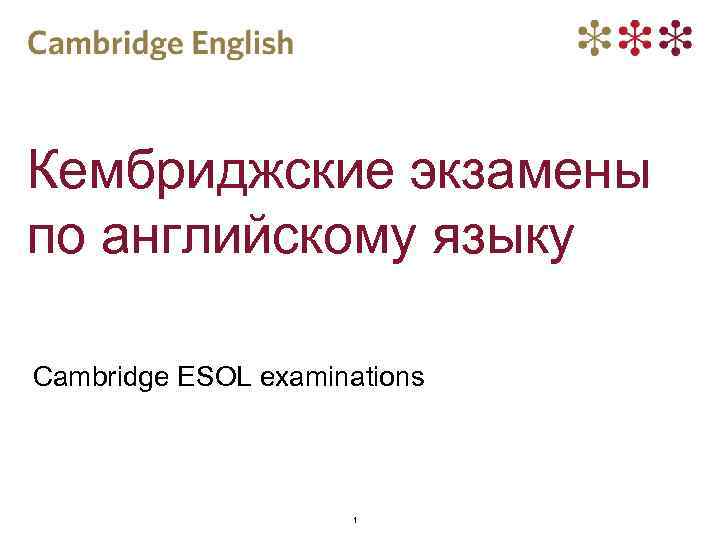 Кембриджские экзамены по английскому языку Cambridge ESOL examinations 1 