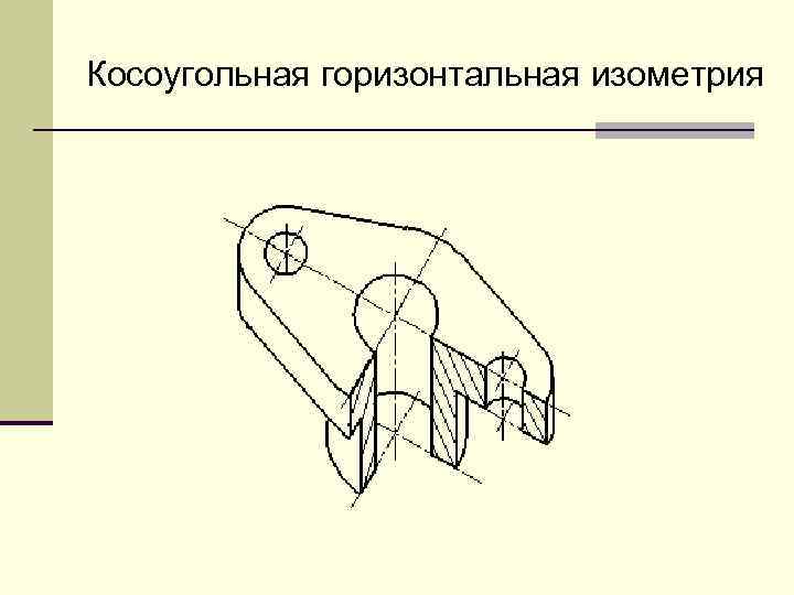 Положение осей в косоугольной горизонтальной изометрии изображено на рисунке