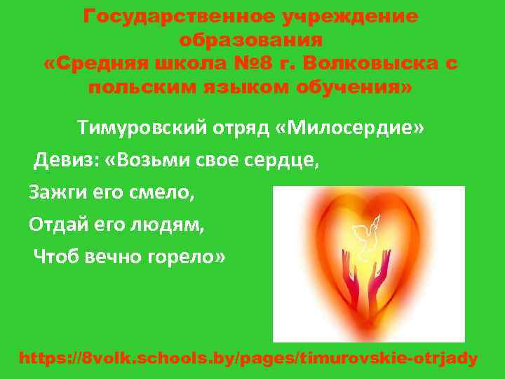 Государственное учреждение образования «Средняя школа № 8 г. Волковыска с польским языком обучения» Тимуровский