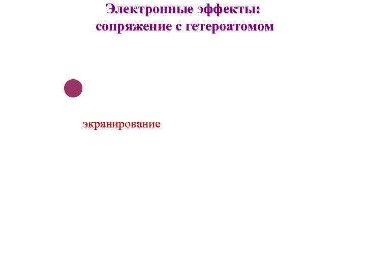 Электронные эффекты: сопряжение с гетероатомом экранирование 