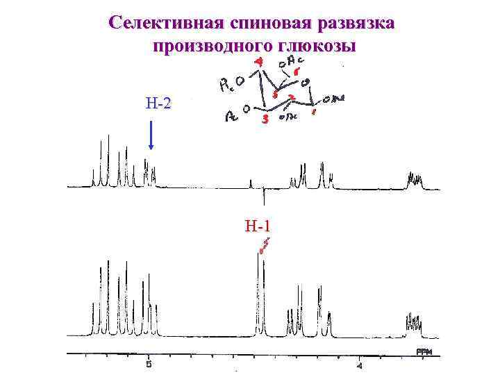 Селективная спиновая развязка производного глюкозы H-2 H-1 