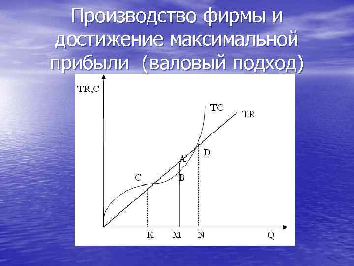 Производство фирмы и достижение максимальной прибыли (валовый подход) 