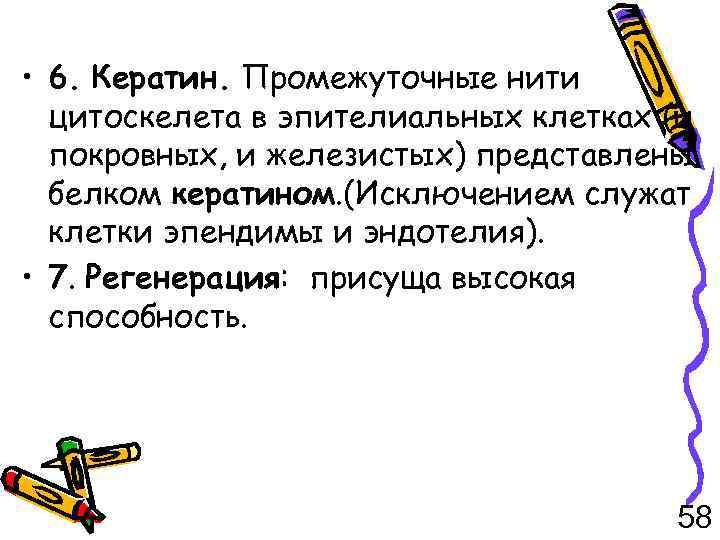  • 6. Кератин. Промежуточные нити цитоскелета в эпителиальных клетках (и покровных, и железистых)