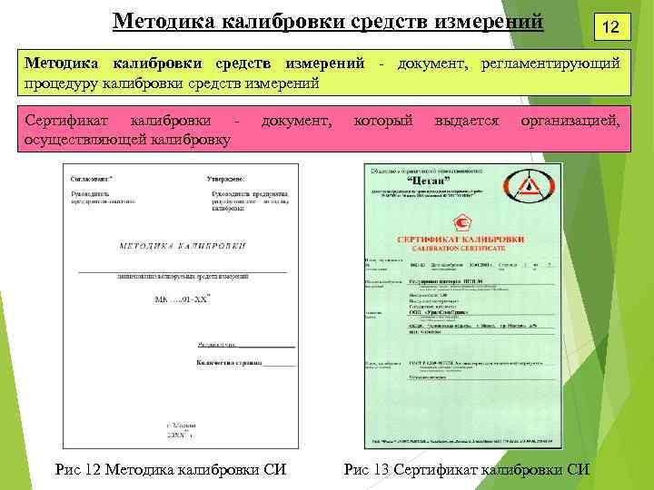 Методика калибровки средств измерений 12 Методикa калибровки средств измерений - документ, регламентирующий процедуру калибровки