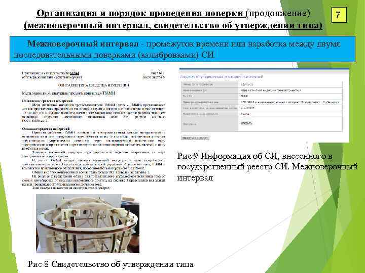 Организация и порядок проведения поверки (продолжение) (межповерочный интервал, свидетельство об утверждении типа) 7 Межповерочный
